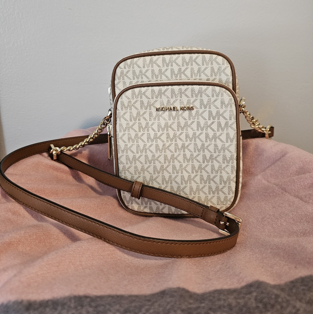Michael Kors Brown and Cream Crossbody Bag